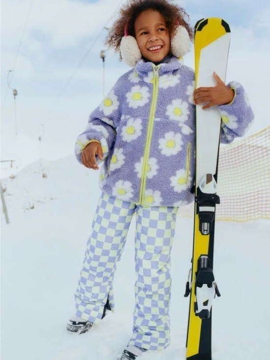 Zara Other - Zara Kids Checkered Snow Ski Pants Purple Yellow Insulated Bib 13-14 164cm
